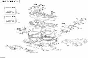 01- ,      593ho (01- Cylinder, Exhaust Manifold And Reed Valve 593ho)