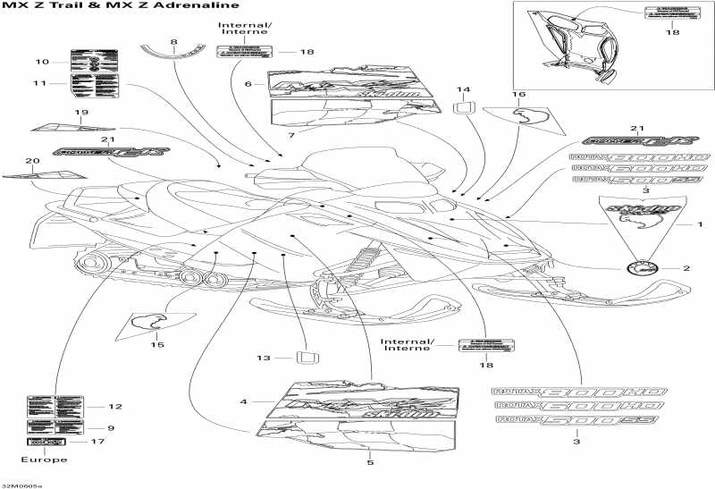  Skidoo MX Z 600 HO Adrenaline, 2006 - Decals 600