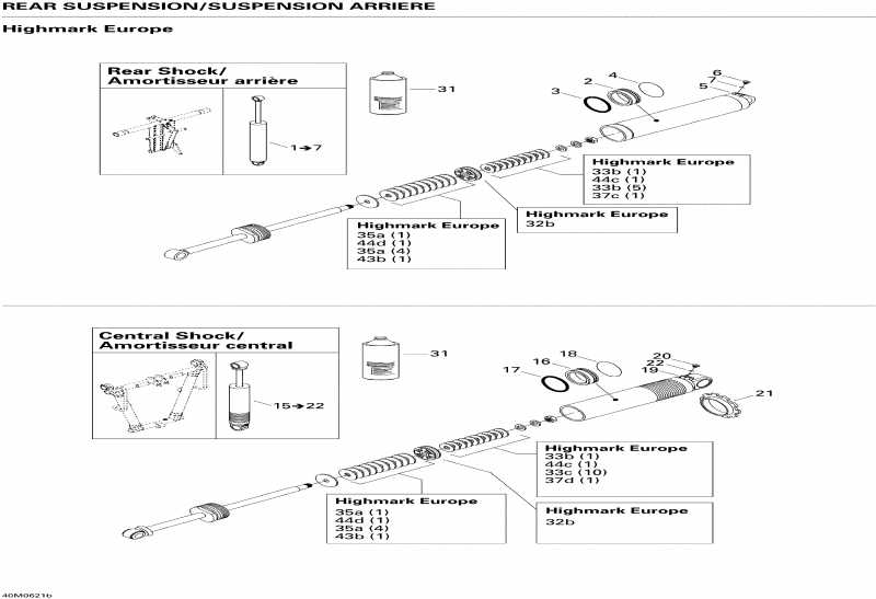 ski-doo Summit 1000 SDI, Highmark & Highmark X, 2006  - Take Apart Shock, Rear Hm