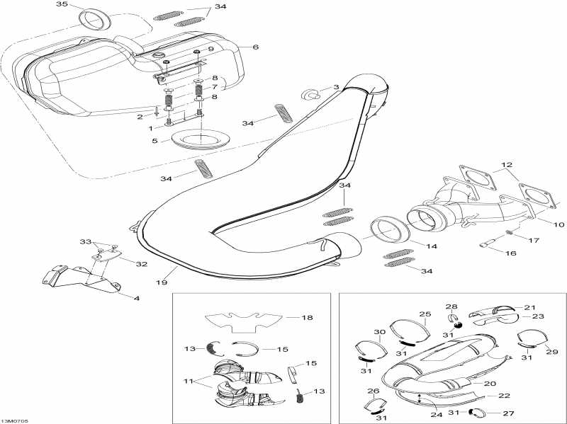 snowmobile SkiDoo Expedition TUV 600 H.O. SDI, 2007 ������ - Exhaust System