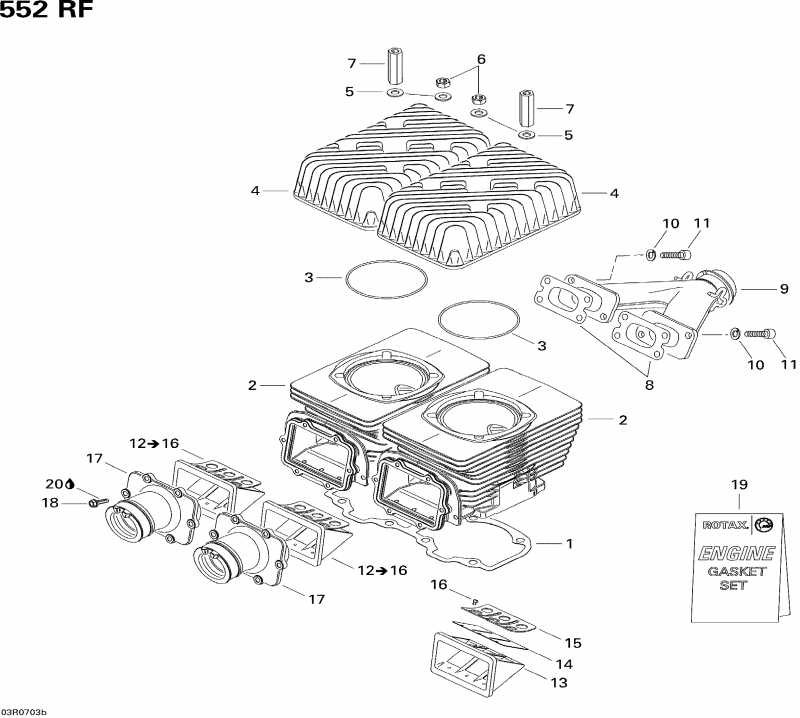  Skidoo Freestyle Back Country 550F, 2007  - Cylinder, Exhaust Manifold And Reed Valve 2