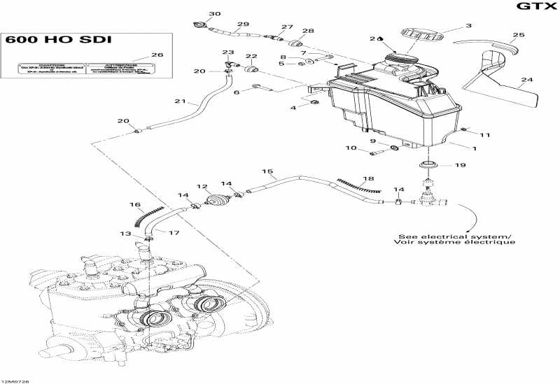 snowmobile SkiDoo  GTX Sport 600 HO SDI, 2007 - Oil System 600 Ho Sdi