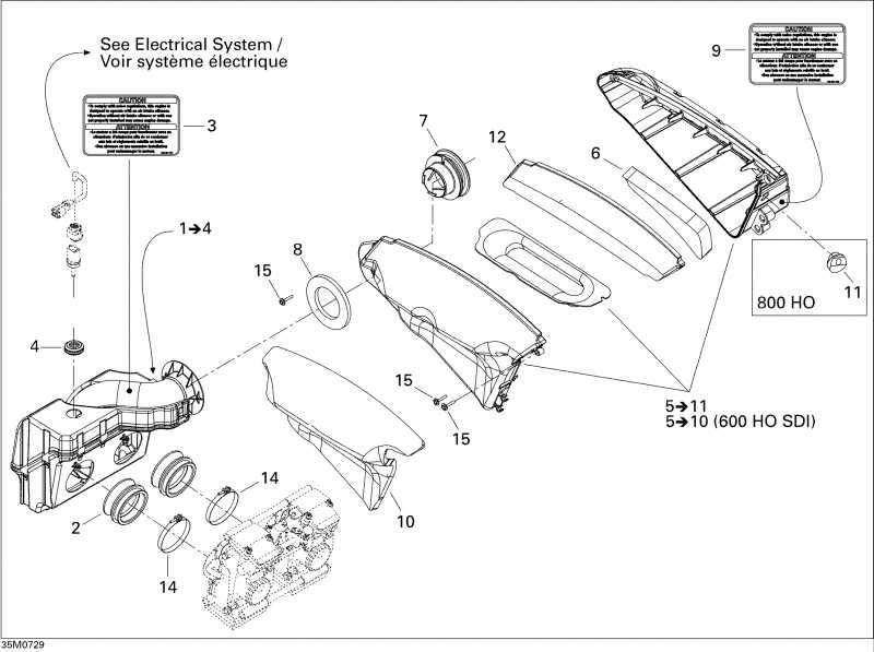 snowmobile ski-doo MX Z Renegade X 600 HO SDI, 2007  - Air Intake System 600 Ho Sdi