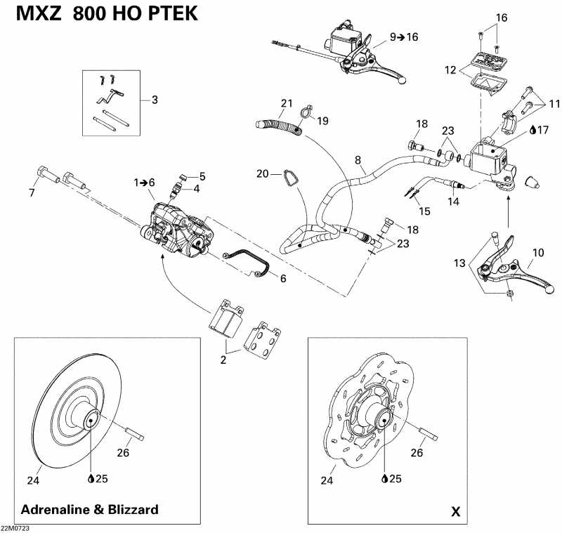   MX Z X 800 HO PTEK, 2007  - Hydraulic Brakes X, Blizzard