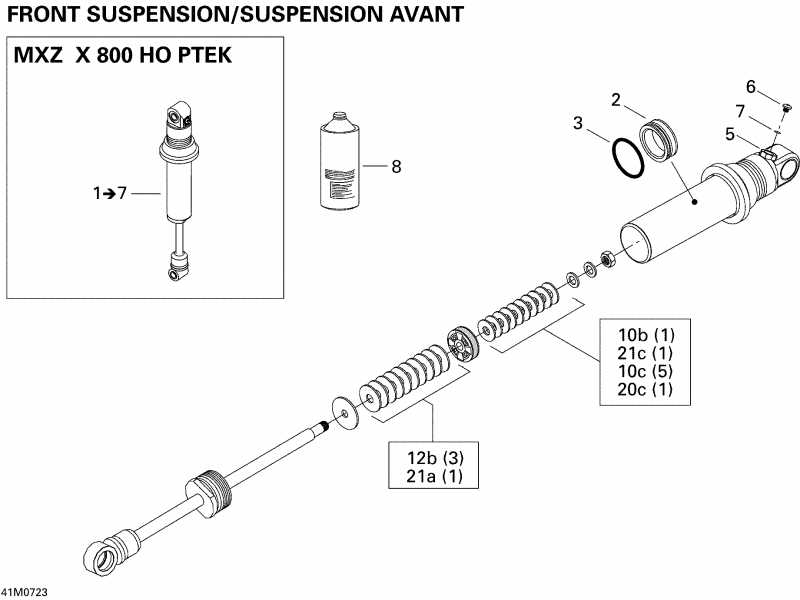  Skidoo MX Z X 800 HO PTEK, 2007 - Take Apart Shock, Front X