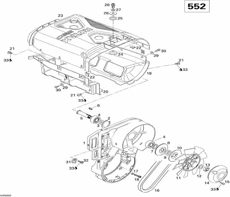 Ski-doo  Freestyle Back Country 550F, 2008 - Fan &  Cowls V2