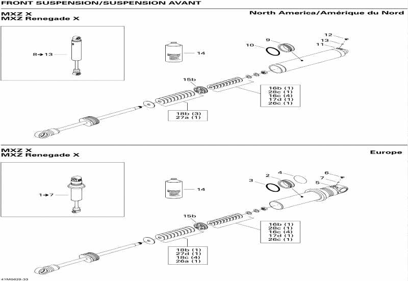  Skidoo MX Z X 600 HO SDI, 2008 - Take Apart Shock, Front