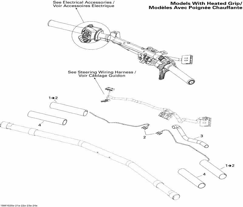 snowmobile Skidoo Renegade Sport 550F, 2010  - Steering Wiring Harness Heated Grip