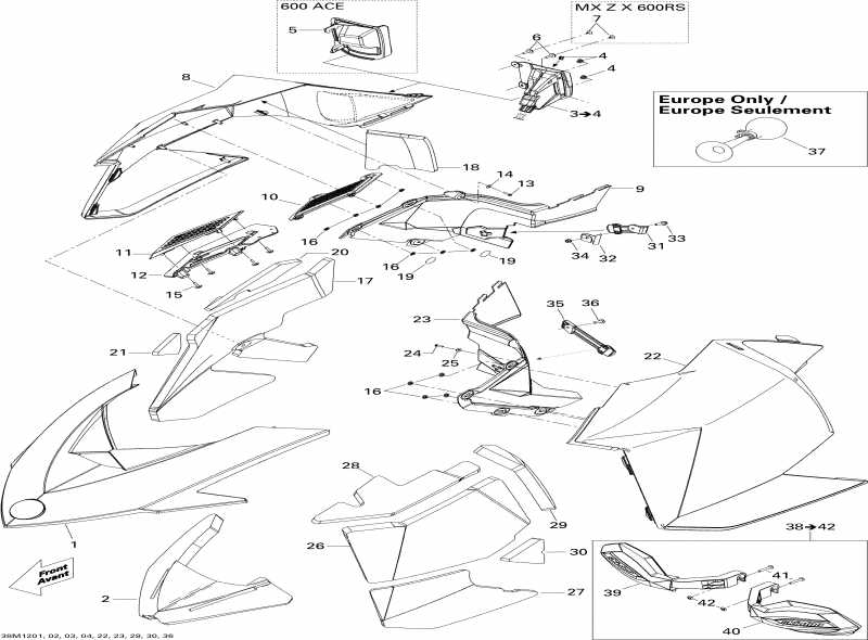 BRP SkiDoo MXZ TNT 600HOETEC, 2012 - Hood
