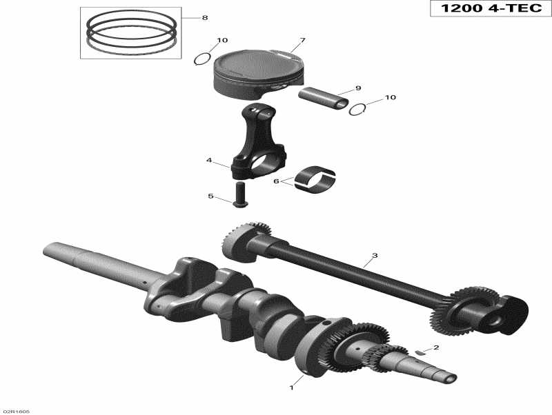 snowmobile Skidoo  RENEGADE - 4-STROKE, 2016 - Crankshaft, Pistons And Balance Shaft 1200 Itc 4-tec
