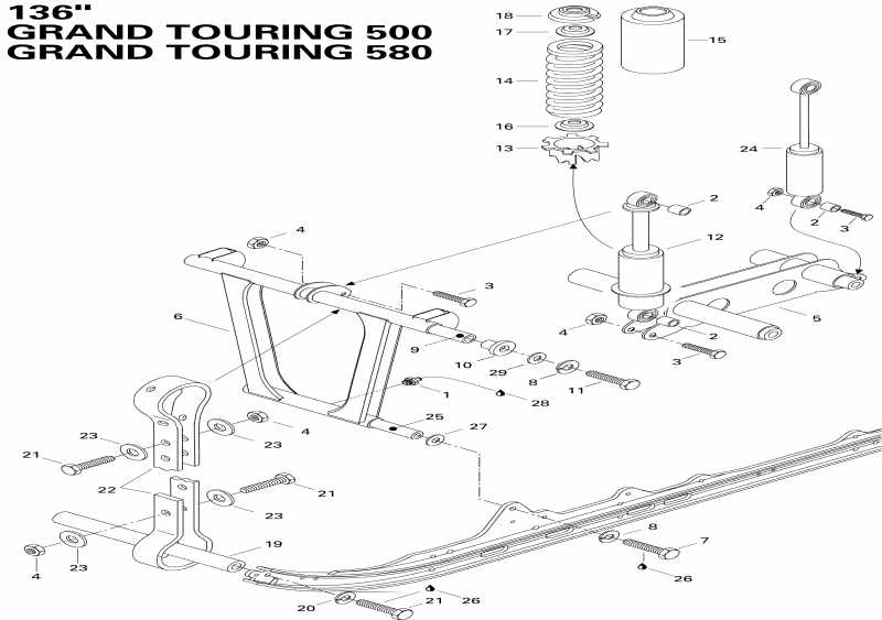  Skidoo Grand Touring 580, 1996  - Front Arm 500, 580