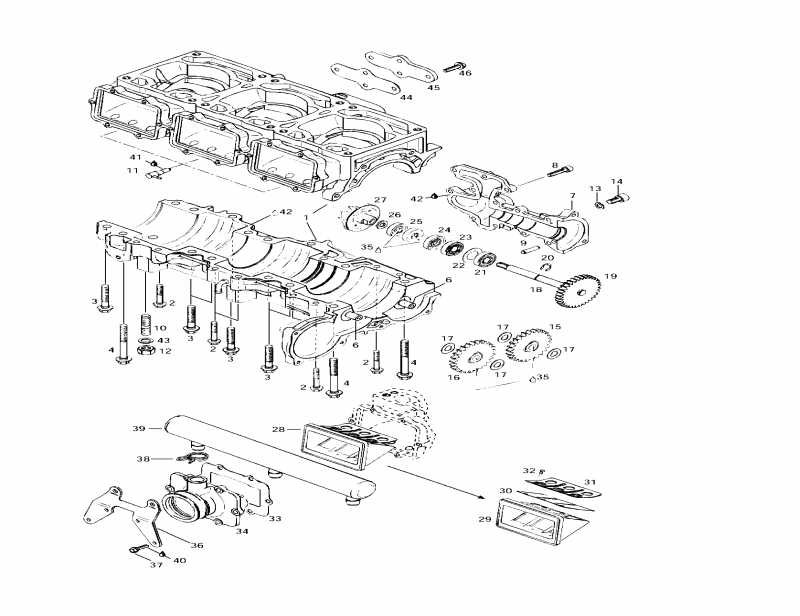 Ski Doo - Crankcase, Reed Valve, Water Pump