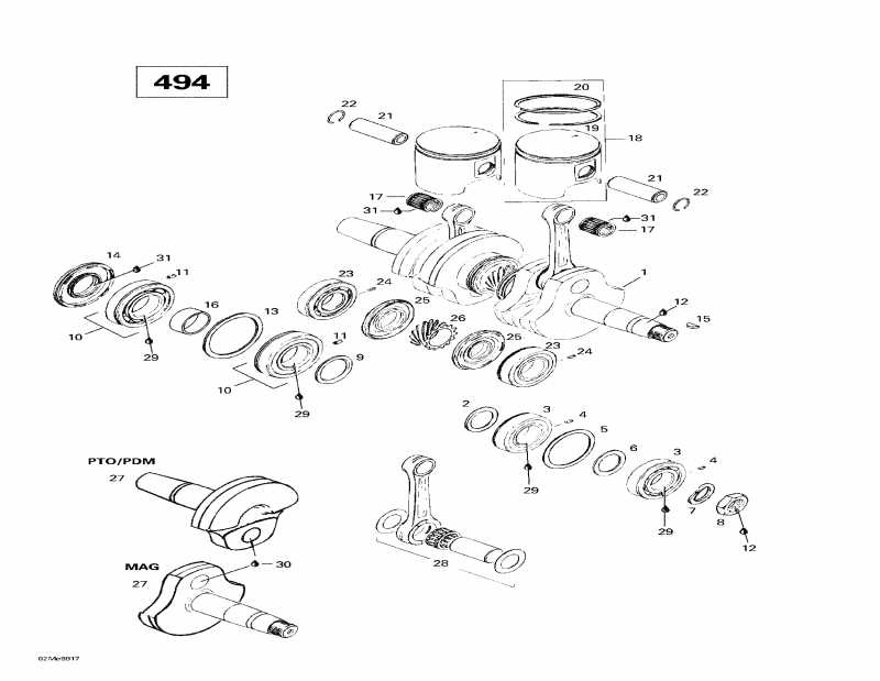  BRP SkiDoo Skandic Super Wide Track, 1998 - Crankshaft And Pistons (494)