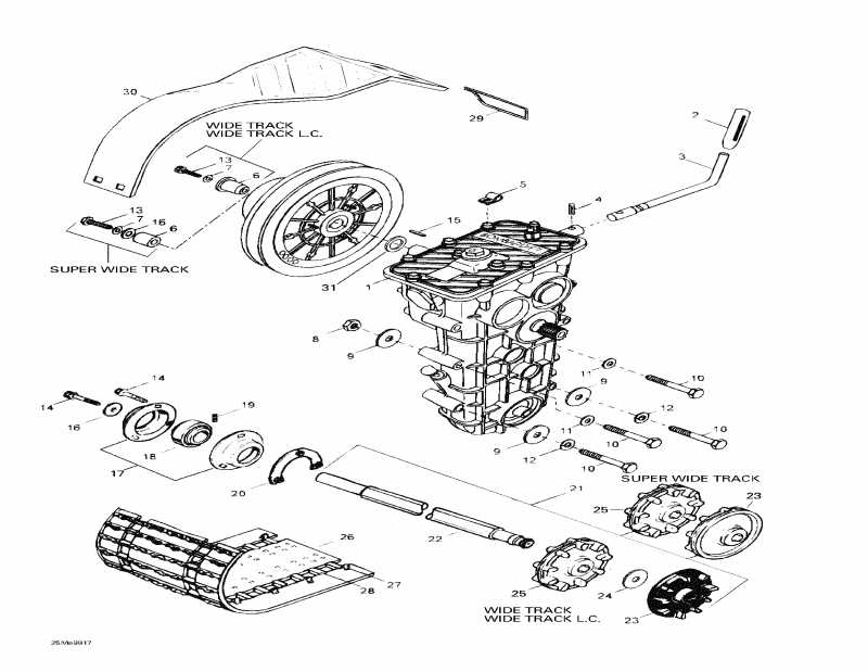 snowmobile Ski Doo  Skandic Wide Track, 1998 - Drive Axle, Track  Belt Guard