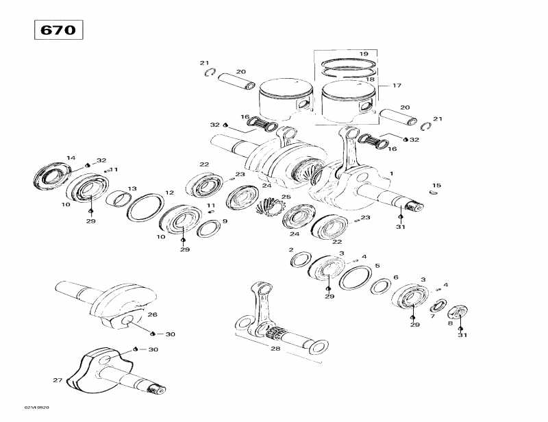  Ski Doo Summit 670X, 1998 - Crankshaft And Pistons (670)