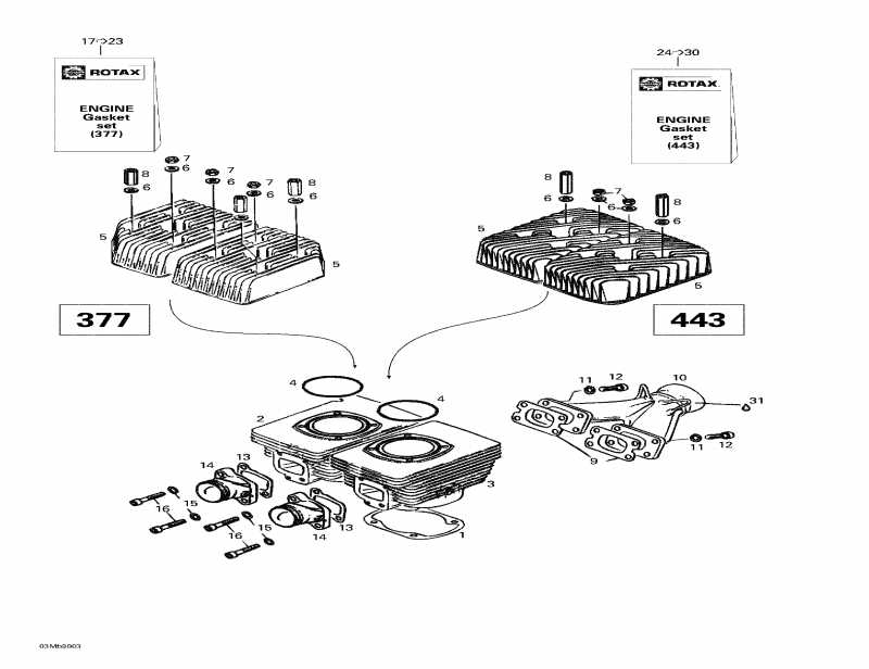    Touring SLE, 1998 - Cylinder, Exhaust Manifold (377, 443)