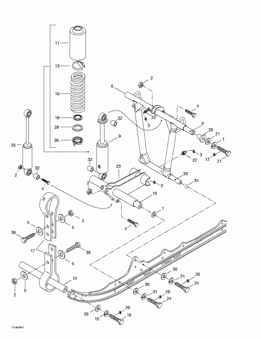  ski-doo Formula Deluxe 380/500, 1999  - Front Arm, Rear Suspension