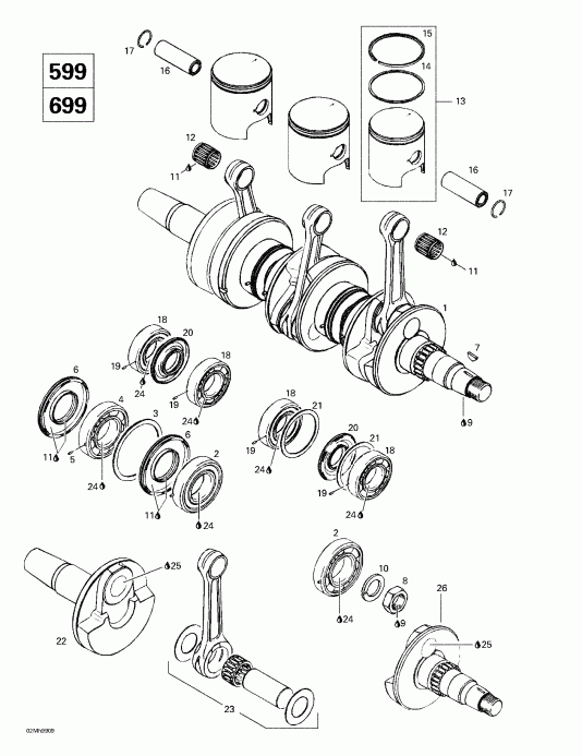 Skidoo - Crankshaft And Pistons (599, 699)