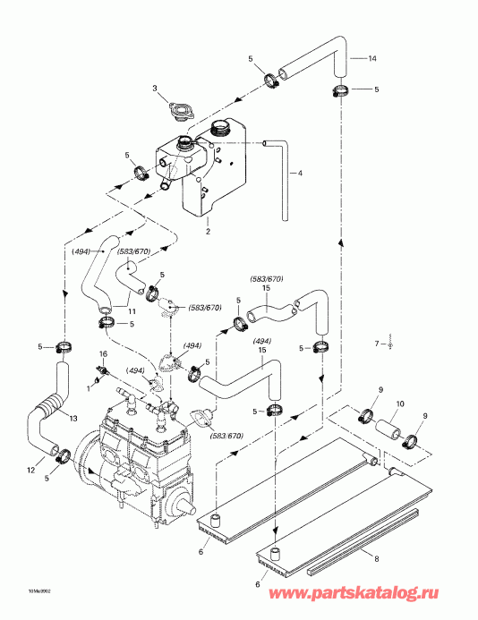 Снегоход Skidoo - Охлаждение System снегоход Skidoo Formula Z 500/583/670, 1999 раздел - Охлаждение System