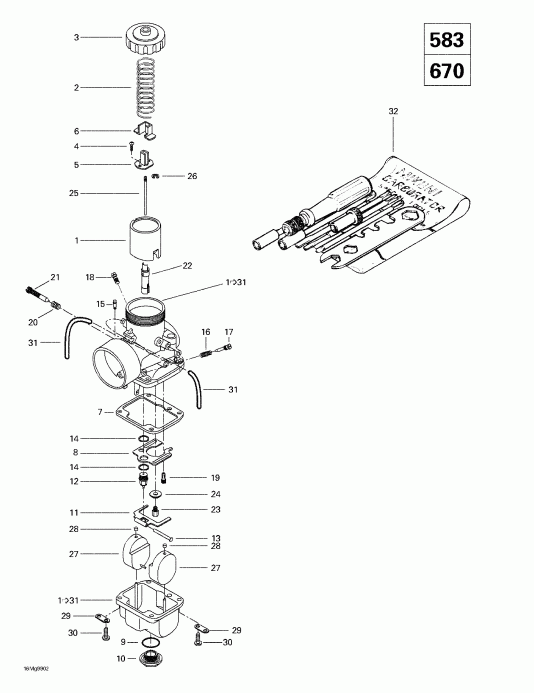  Skidoo  Formula Z 500/583/670, 1999 - Carburetors (583, 670)