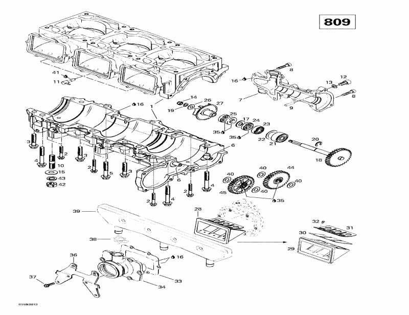  - Crankcase, Reed Valve, Water Pump (809)