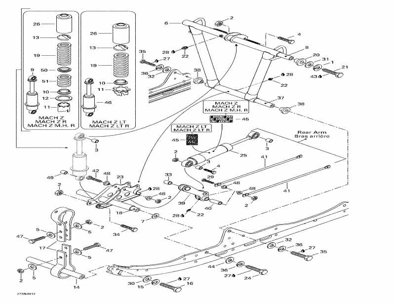 Ski Doo Mach Z R, 1999 - Front Arm, Rear Suspension