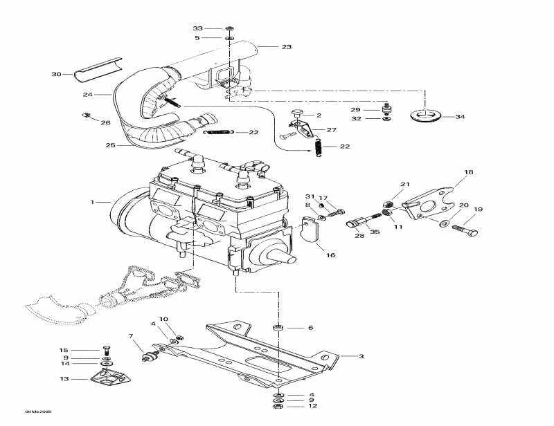  SkiDoo Formula Deluxe 500 LC, 2000  - Engine Support And Muffler