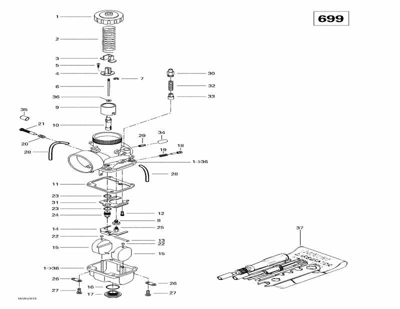 snowmobile Ski Doo  Formula III 700 R, 2000 - Carburetors (699)