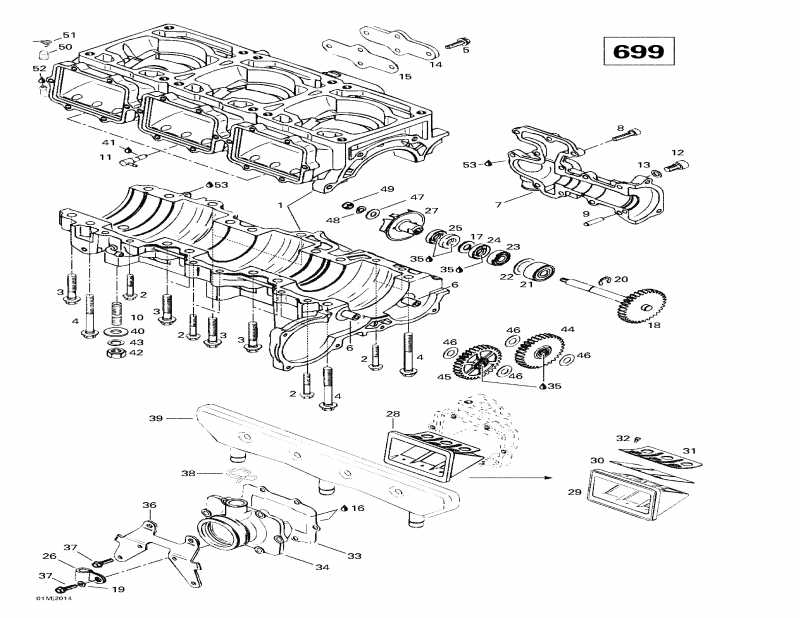  - Crankcase, Reed Valve, Water Pump (699)