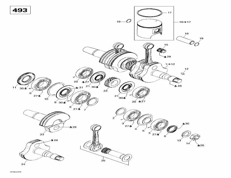   MX Z 500, 2000  - Crankshaft And Pistons