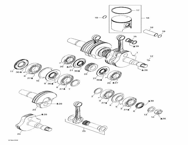 snowmobile   MX Z 600, 2000 - Crankshaft And Pistons