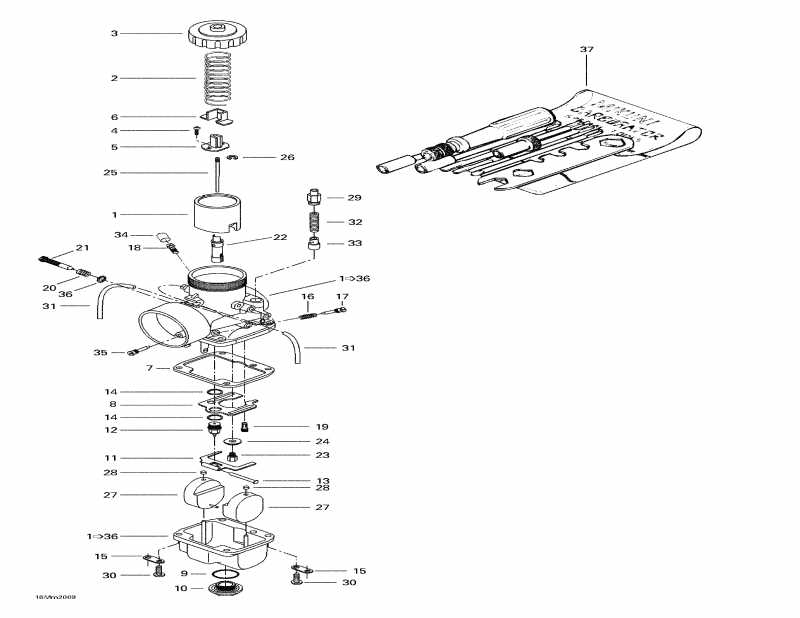 snowmobile ski-doo MX Z 600 SB, 2000  - Carburetors