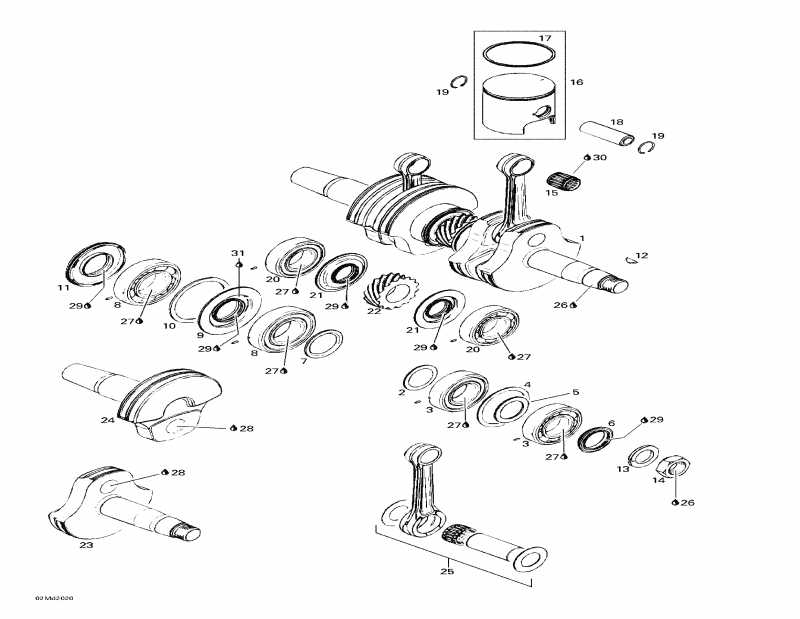  ski-doo MX Z X 440 LC, 2000 - Crankshaft And Pistons