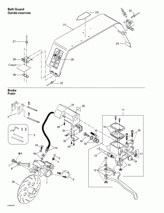 snowmobile Skidoo - Hydraulic Brake And Belt Guard