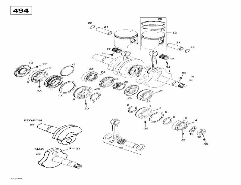  Skidoo  Touring 500 LC, 2000 - Crankshaft And Pistons