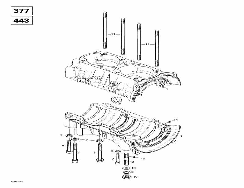Skidoo  Touring SLE, 2000 - Crankcase (377, 443)