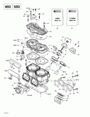 01- ,  ,   (493, 593) (01- Cylinder, Exhaust Manifold, Reed Valve (493, 593))