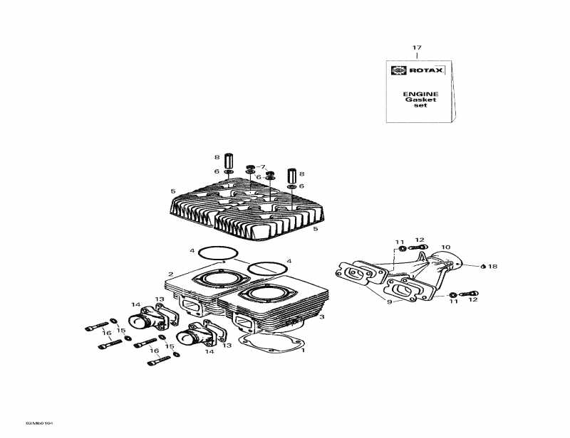    MX Z 380 F, 2001 - Cylinder, Intake Exhaust Manifold