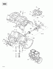 01-  , Rotary ,   (593) (01- Crankcase, Rotary Valve, Water Pump (593))