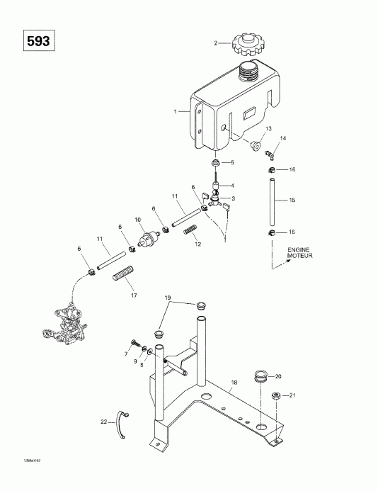  Skidoo Skandic 500F/600, 2001  - Oil Tank And Support (593)