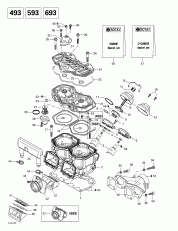 01- ,  ,   (493 (01- Cylinder, Exhaust Manifold, Reed Valve (493)