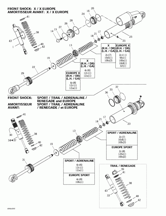 snowmobile Ski-doo - Front Take Apart Shocks