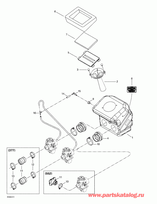 snowmobile  Grand Touring 380 F/550 F, 2003  - Air Intake System