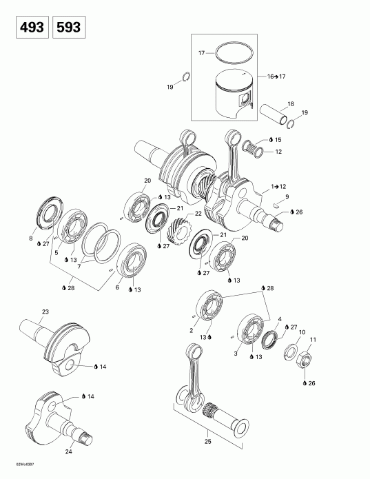  Legend 500/600/700, 2003 - Crankshaft And Pistons (493)