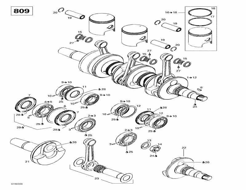  Skidoo Mach Z, 2003  - Crankshaft And Pistons