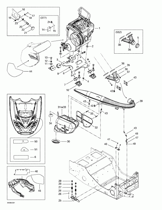 MX Z 380 F/550 F, 2003  - Engine Support And Muffler