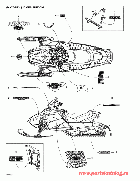  Skidoo  MX Z Rev 600 HO/800/007 Special Edition, 2003 - Decals (mx Z-rev (james Edition))