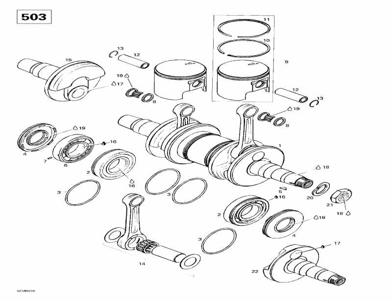  Skidoo Skandic Super Wide Track 500 F, 2003 - Crankshaft And Pistons (503)