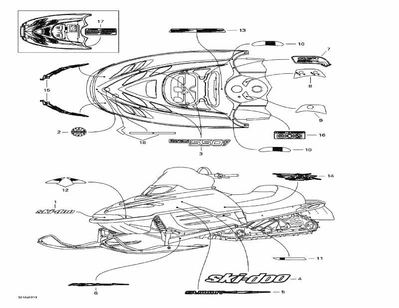 snowmobile Skidoo Summit 550 F, 2003 - Decals