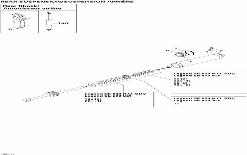  ski-doo Legend 800 SDI, 2004  - Rear Take Apart Shocks